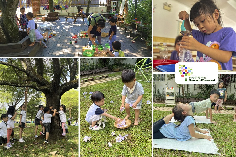 A collage showcasing children joyfully playing in a yard, highlighting the engaging environment of top preschools in Singapore