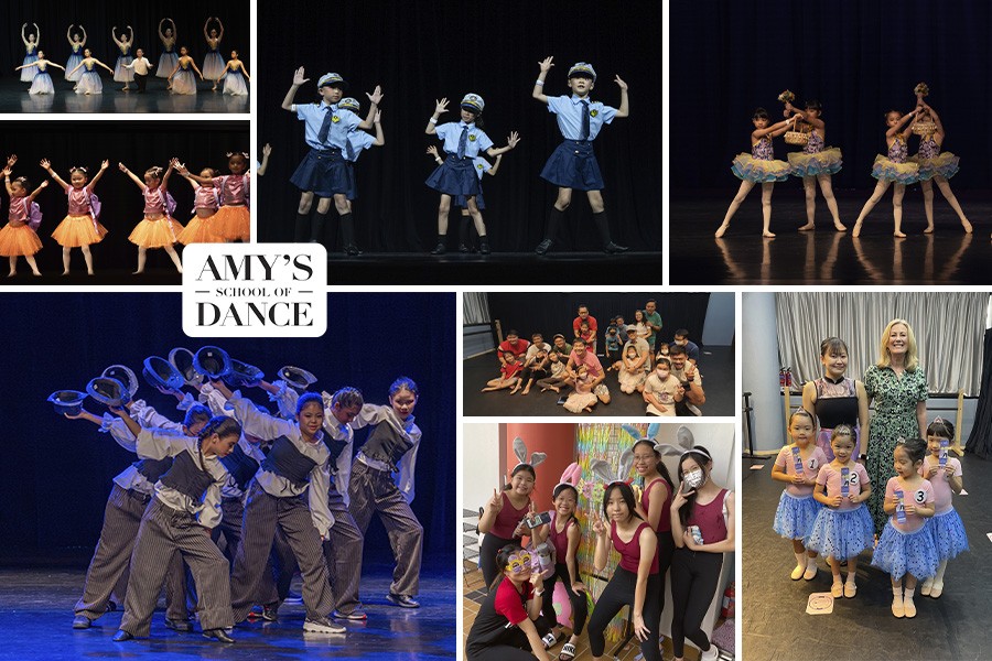 A collage of children joyfully dancing and performing, promoting Singapore's Finest Dance Classes 2025