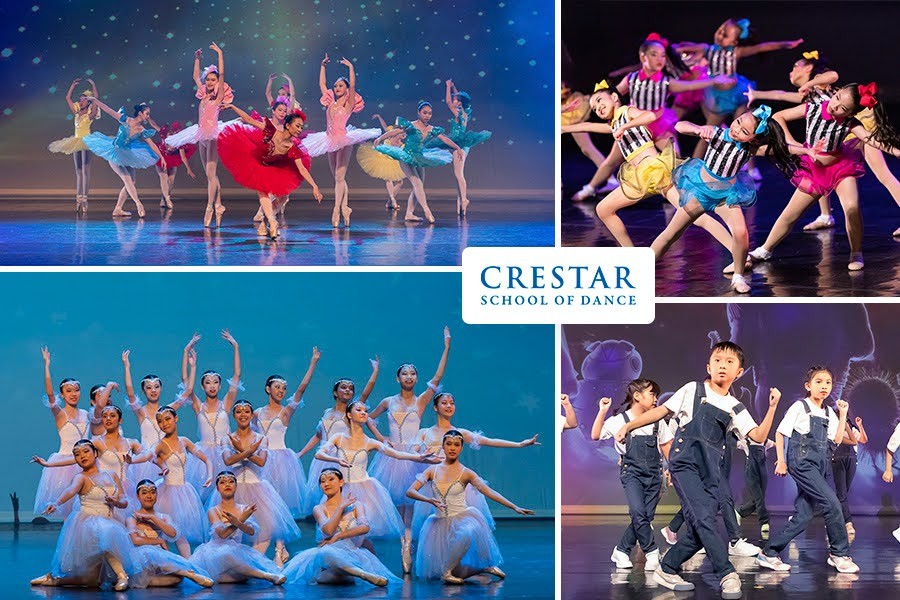 A collage of children joyfully dancing and performing, promoting Singapore's Finest Dance Classes 2025