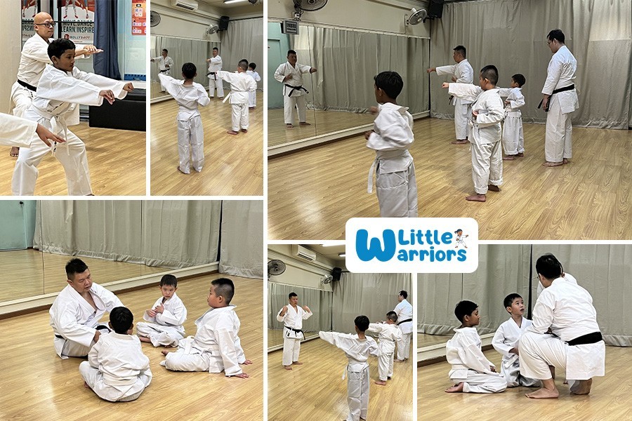 A collage of children practicing karate, showcasing their skills in the Best Martial Arts Classes in Singapore
