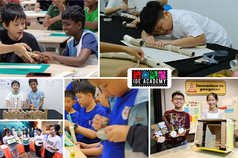 A collage of children engaged in various craft activities, highlighting popular after-school options in Singapore