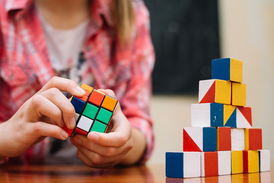 Kid playing blocks