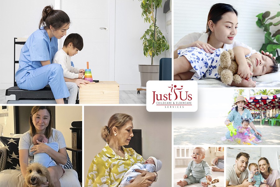 Just Us Childcare Services logo, promoting top babysitting and nanny services in Singapore
