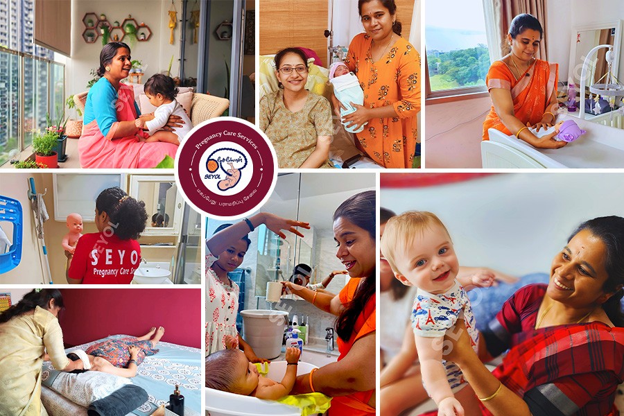 A collection of images featuring women in different positions, promoting Singapore's top prenatal and postnatal support classes