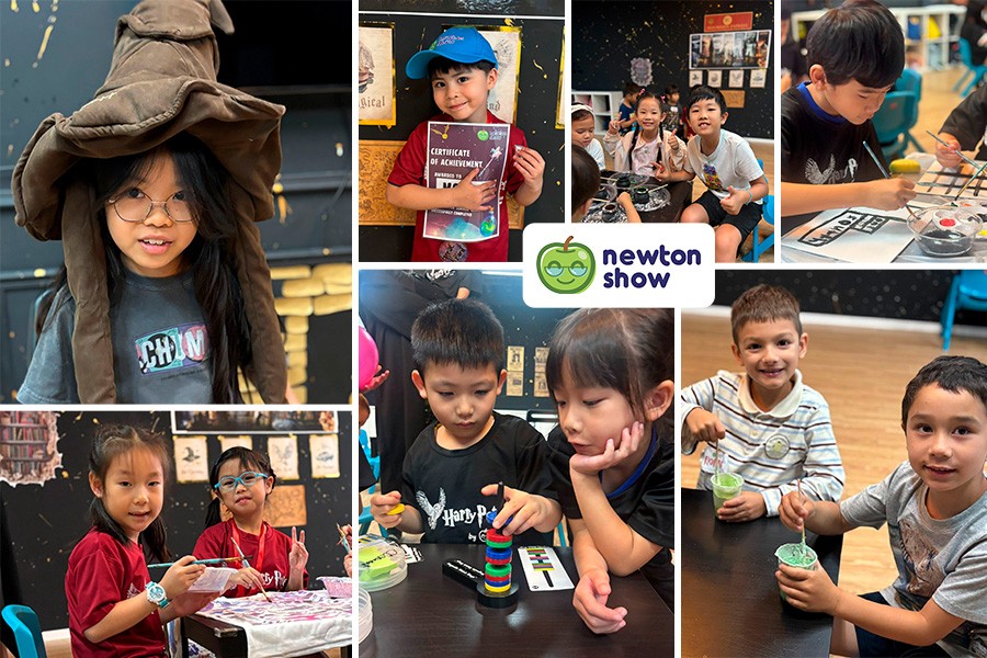 A colorful collage featuring children celebrating at a party, highlighting popular September and October camps for kids in Singapore