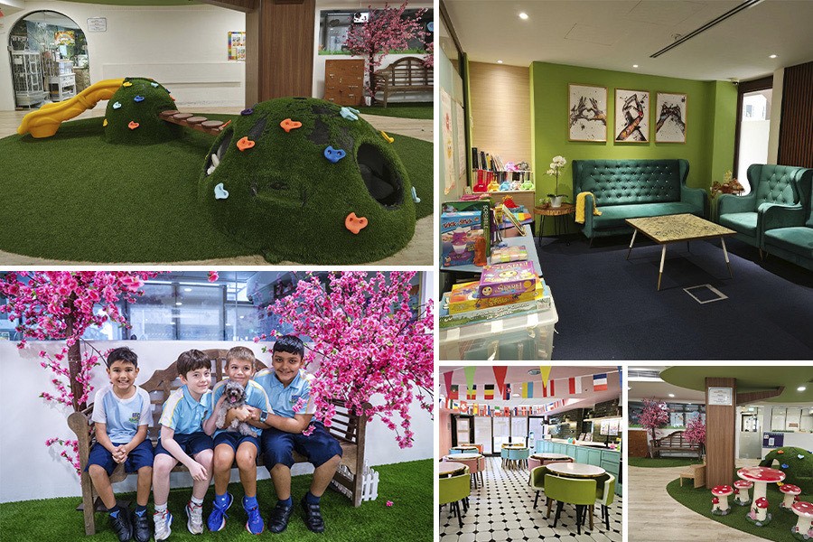 A collage of children playing joyfully in a play area, representing International Schools in Singapore 2025