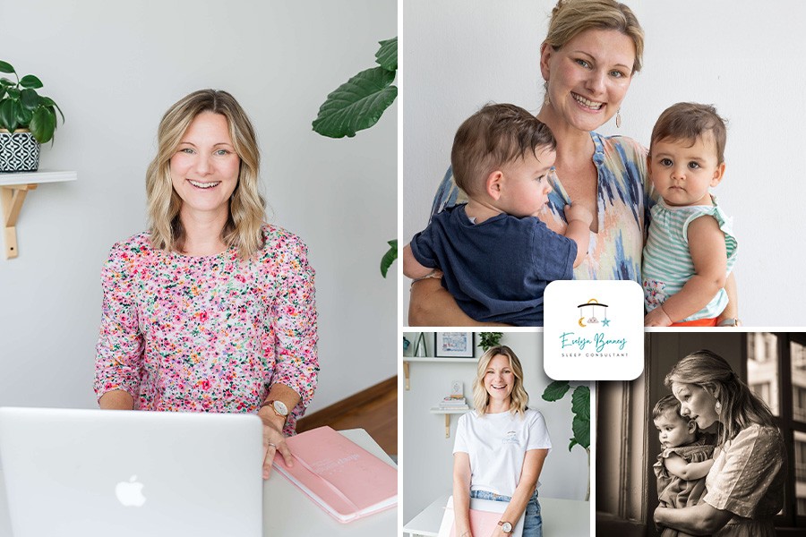 A collage featuring a woman and a baby, highlighting the services of Baby Sleep Experts in Singapore