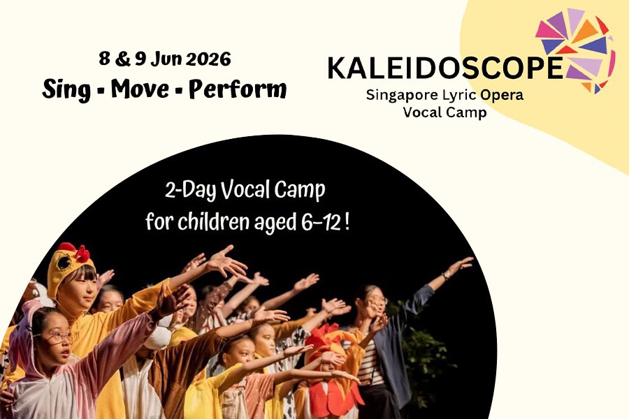 Kids participating in the Sing-Move-Perform vocal camp in Singapore, showcasing their singing and performance skills