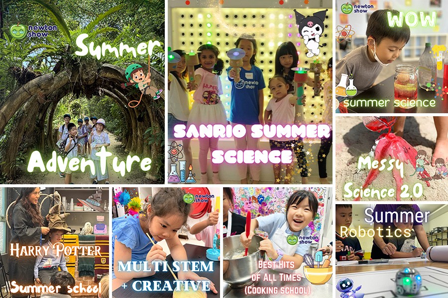 Children engaging in hands-on science experiments at a summer adventure camp in Singapore