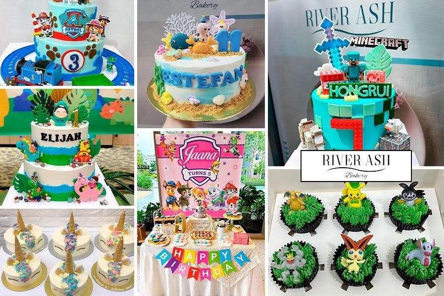 A collage featuring bespoke party favors and custom gift, fun elements for kids' birthday parties in Singapore