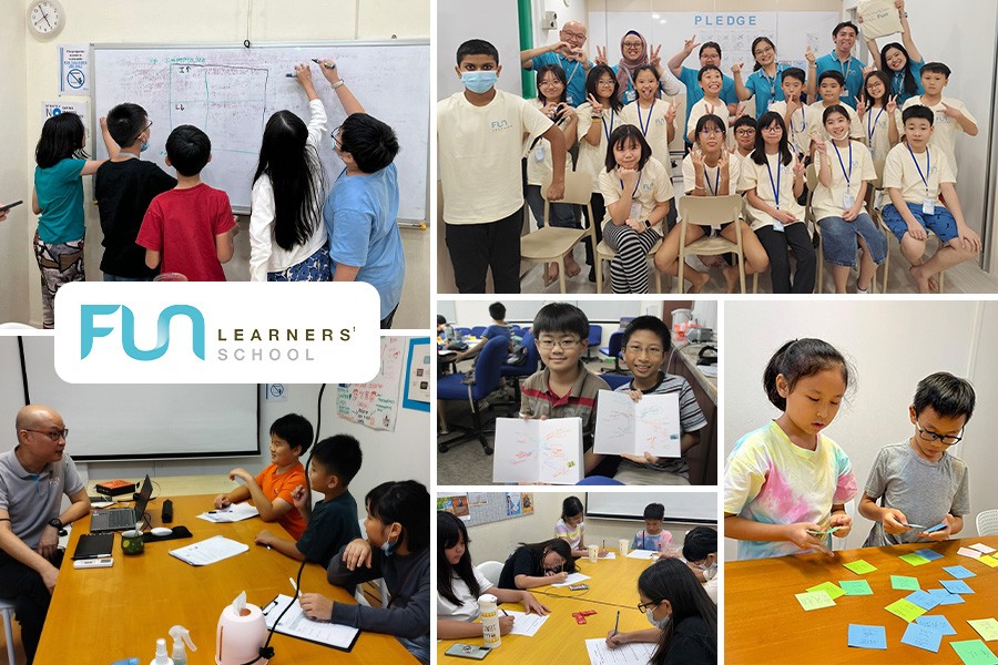 A collage of children engaged in various activities in a classroom, highlighting the Best Tuition Centres in Singapore