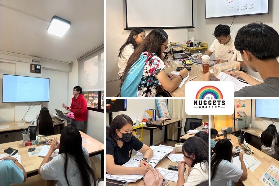 A collage of classroom scenes featuring students and teachers engaged in learning activities at tuition centers in Singapore